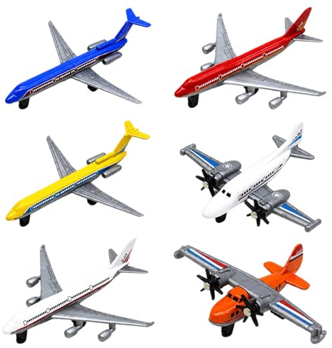 Small Aeroplane, 6 Pcs Airplane Set, Educational for Tod dlers, Die-Casting Plane, Alloy Plane Model/Glider Airplane/Airplane, Birthday Cake Decoration, Air Force Party Gift