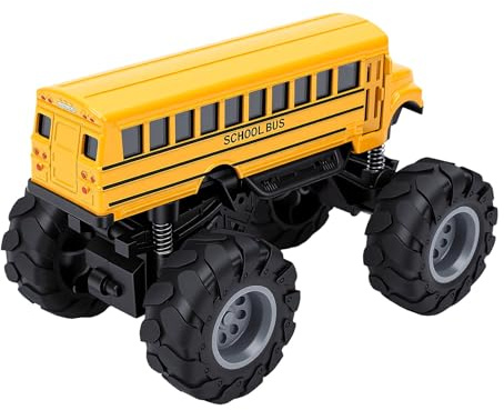 Diecast School Bus Toy, Alloy Plastic Push Forward Auto Open Doors Inertia Car for Toddlers Kids Boys Girls Ages 3+