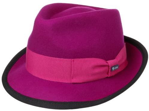 Lipodo Chapeau de Feutre The Classic Femme/Homme - Made in Italy en Laine Fedora avec Ruban Gros Grain Hiver Automne Ete Printemps Printemps-ete - XL (60-61 cm) Fuchsia