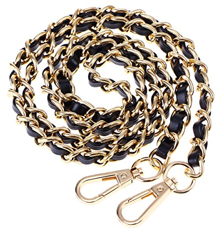 BESTOYARD Handtaschen Metall Ketten Handtasche Kette Schultertaschen Riemen Ersatz Zubehör mit Schnallen (Gold Schwarz)