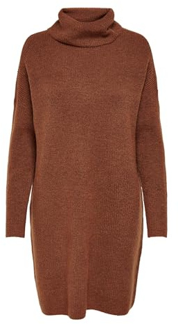 Only Onljana L/S Cowlnck Dress Wool Knt Noos Vestito, Ginger Bread/Detail:w. Melange, S Donna
