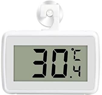 Fridge Thermometer Digital, SUTMSH Digital Waterproof Freezer Thermometer with Read LCD Display Placement Modes Hanging, Standing - 1 pc, White