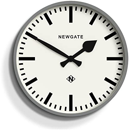 NEWGATE® Number Three Railway wall clock | Retro inspired modern station clock | 37cm | Posh grey | Marker dial | Mid century style for kitchen, living room or office