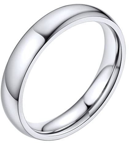 Anillo de Acero Inoxidable de Bestyle para Hombre y Mujer, Anillo de Moda para Pareja, Tamaño 19.75, Color Plateado, Ideal para Regalos de Compromiso, Boda o Aniversario