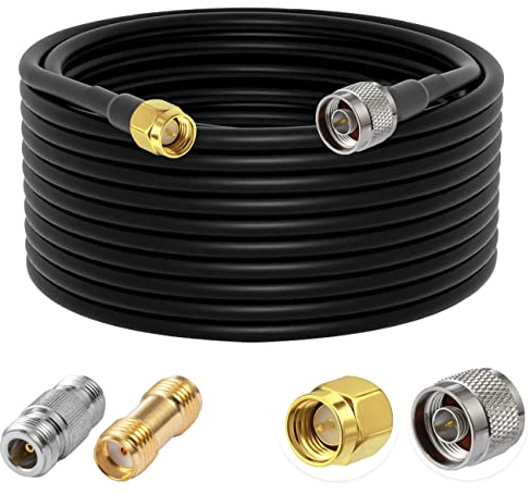 Vecys N Maschio a SMA Maschio Cavo Coassiale a Bassa Perdita RG58 49.2FT/15M + 2PCS N Kit Adattatore SMA per 3G 4G 5G LTE Antenna Ham Radio GPS WiFi