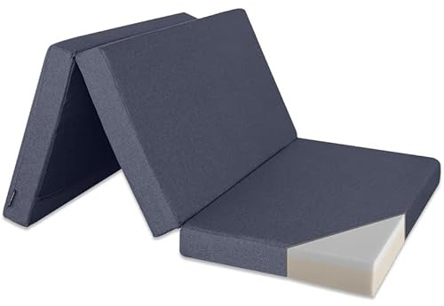 Ventadecolchones - Colchón Plegable con Viscoelástica con Cierre y Asa - Espuma HR30 Media | 120 x 190 x 10 cm | en Loneta Premium Azul para Furgoneta, Mini Camper y Camping