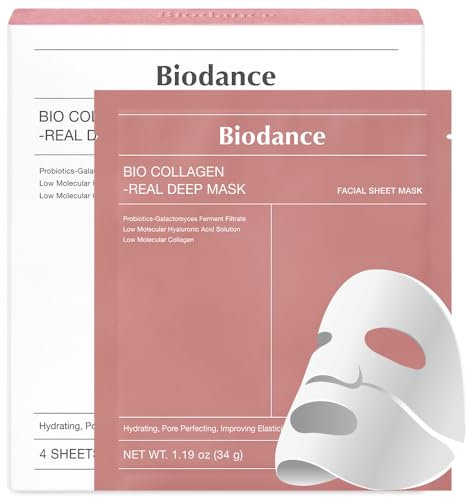 BIODANCE Bio-Collagen Real Deep Mask, Hydrogel-Maske, Porenminimierung, Elastizitätsverbesserung, Koreanische Hautpflege | 34 g x 4 St.
