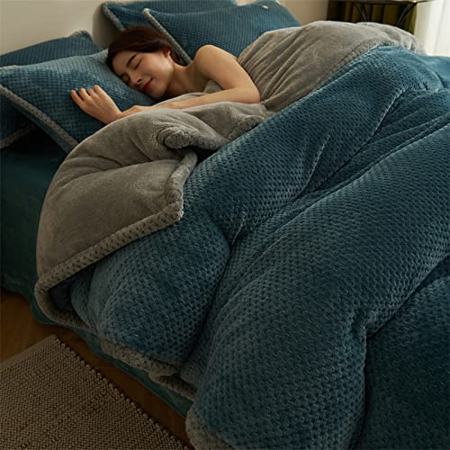 TGPOLI Nordico Plumas Cama 150,Juego De Funda NóRdica De Peluche,Forro Polar De Coral De Invierno MáS Funda De EdredóN De Terciopelo, Ropa De Cama, Manta, Madre E Hija