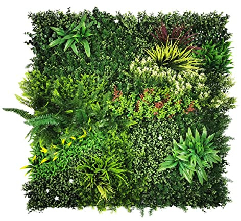 BONERVA | Jardín Vertical Jamaica | Pieza 100x100cm (1m²) | Planta Artificial Decorativa para hogar, Oficina, Hotel, Restaurante, etc | MAL1215