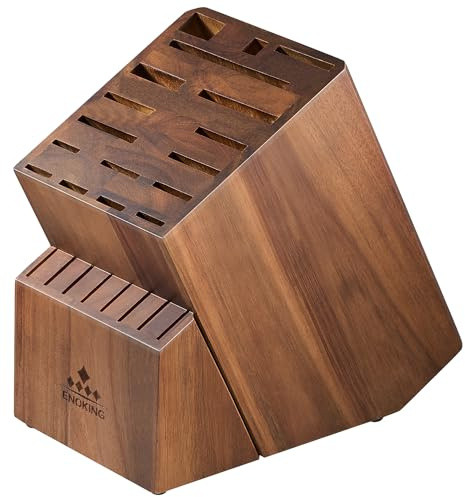 ENOKING Knife Block without Knives, Large Knife Holder- 25 Slots Acacia Wood Universal Knife Block, Butcher Block Countertop for Knife Storage Organizer