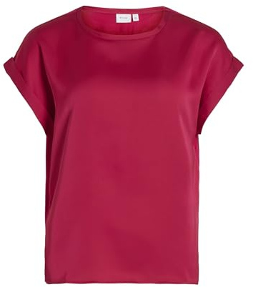 Vila Noos 14059563 Haut en Satin pour Femme, Cerise, 40