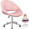 BASETBL Schreibtischstuhl Rosa, hochwertiger Samt, Bürostuhl Aesthetic Mädchen,Lesesessel mit breiterem Kissen zum Sitzen im Schneidersitz, Drehstuhl mit Rollen, Homeoffice Stuhl 150 kg, extra groß