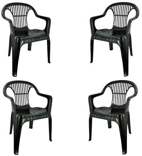 COSHANO Set de Sillas plasticas para Terraza, Jardín, Patio, Playa, Camping, apilables (4X Gris Antracita)