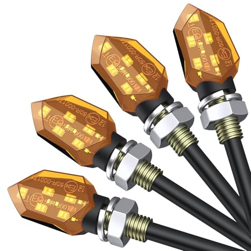 Justech 4PCs Micro 5LED Turn Signal Lights Motorbike Indicator Light Universal Waterproof Amber Light wtih Motorcycle Harley Kawasaki Yamaha Off Road