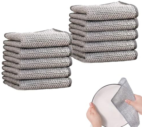 EHIOG 10 Piezas Trapos Multiusos Alambre, Reutilizable Paño de Cocina de Alambre Multiusos, para húmedo y seco, paños de Limpieza Reutilizables, para paños de Cocina para sartén Olla Cocina
