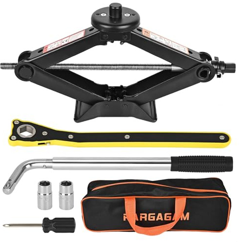 Car Jack Kit for Tesla Model 3/S/X/Y – 2.5 Ton Scissor Jack with Tesla Jack Pads & Tesla Tire Repair Kit for Spare Tire Changing and Repair Tools