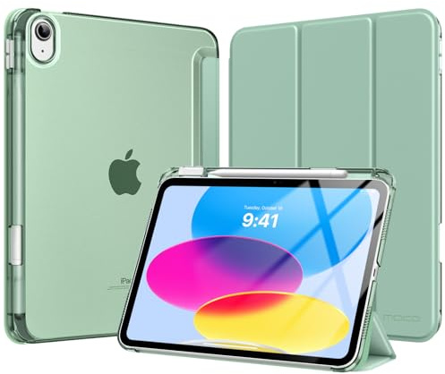 MoKo for iPad (A16) 11th Generation Case 11 Inch 2025 with Pencil Holder | For iPad 10th Generation Case 10.9 Inch 2022, Light Trifold Protective Cover with Hard PC Translucent Back Shell, AgaveGreen