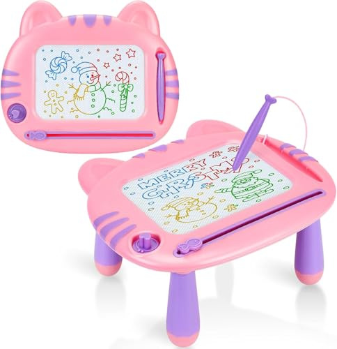 Xndryan Magnetic Drawing Board, Erasable Writing Doodle Board Pad Educational Learning Toys Birthday Gifts for Kids, Toddler Toys for 1 2 3 4 5 Year Old Girls Gifts(Pink)