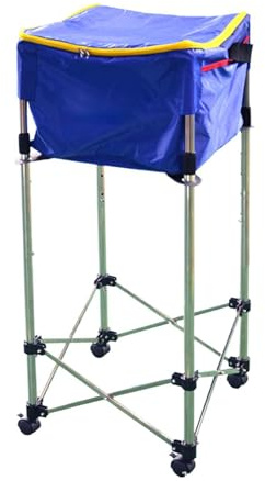 QUXVUIS Chariot de Tennis Mobile, boîte de Rangement pour balles Softball et Baseball, Panier Rangement, Support d'entraînement, Table Tennis Table Portable et Pliable. Boîte, Bleu, 76~96 cm