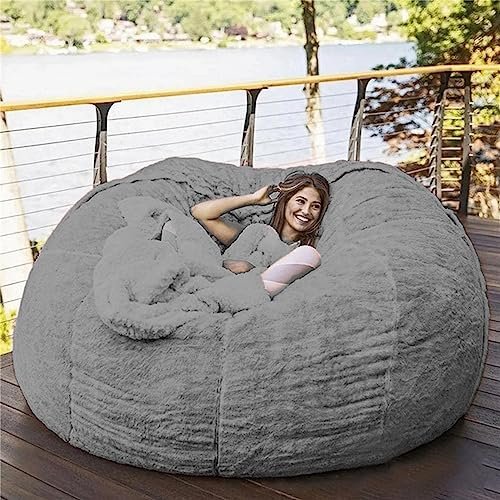 Funda para puf, tumbona de piel sintética ultrasuave para adultos, funda de sofá lavable gigante de 7 pies (no incluye relleno)