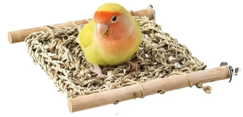 Posadero para Jaula de Pájaros | Soporte de Escalada y Masticación para Periquitos | Soportes Ejercicio con Escalera y Puente Hierba Marina destinados a Aves - Para Entrenamiento y Alimentación de Ave