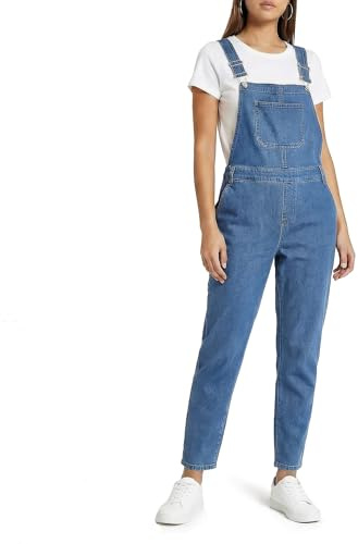 Kdtoll Salopette Femme Jean, Bretelles Réglables avec Poches, Salopette Grande Taille, Combinaison Denim Décontractée Été