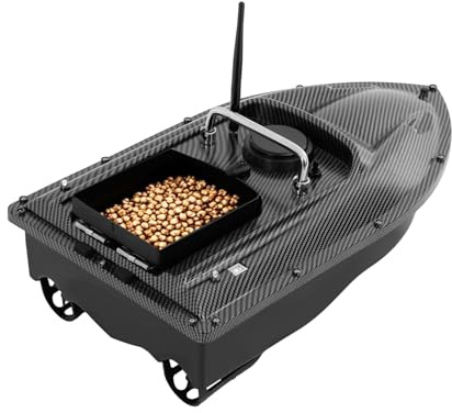 DDTABASE Barchetta di alimentazione con luce LED, 500 m, barca esca per pesca, controllo di crociera, capacità di carico di 1,5 kg, barca per alimentazione con barca esca per gli appassionati di pesca