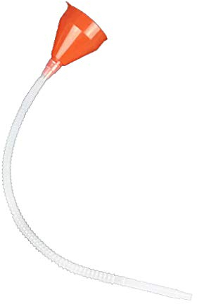 Xuniu Auto-Benzinmotoröl-Trichter, Abnehmbarer Schlauch, Orange, Kunststoff, 57 cm Schlauchlänge, 7,5 cm Trichterdurchmesser