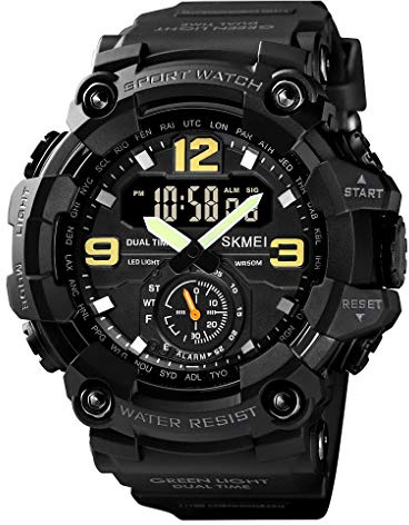 KXAITO Montres pour hommes Sports de plein air Étanche Montre militaire Design tableau de bord de voiture de course pour hommes 3153, Large, Sangle