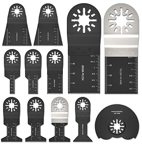 12Stk Oszillierende Sägeblätter Kit Multitool Oszillierwerkzeug-Zubehör Sägeblätter Mix Multi Tool Blades Kit zum Schleifen/Schneiden Universal Multitool für Bosch Fein Multimaster, nicht für starlock