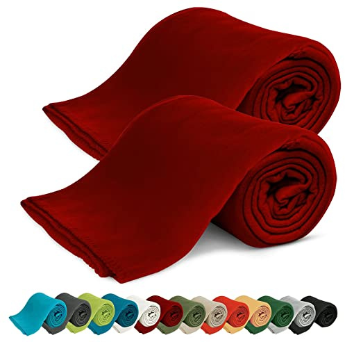 KiGATEX Polar-Fleecedecken 2er Pack, Bordeaux, 130x160 cm, Oeko-TEX®