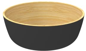 Nuts Bambus Bowl Grösse L schwarz | 22cm Durchmesser | natürliche Bowl aus Bambus | plastikfrei | Obstschale | Salatschüssel (schwarz)