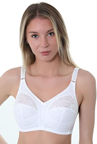 Gemm Bra - White Non Wired Bra - 44G Bra - Lace Bra - Non Padded & Wireless Bras for Women
