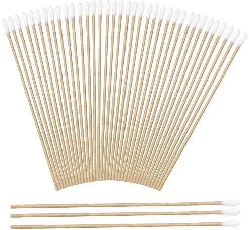 Wattestäbchen 200 Stück Langer Holzgriff Watteträger 15cm Reinigungsstäbchen für Kamera Tastatur Make-up Polieren Reinigung