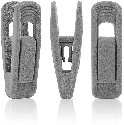 Andiker 20 Pack Samt-Kleiderbügel Clips Set, Finger-Hosen-Clips für Samtbeflockte, Kleidung Pins (Grau)