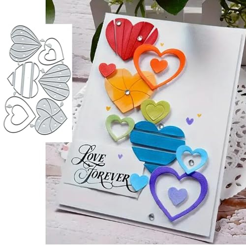 6 st hjärta kärlek metall stansning, alla hjärtans dag hjärtskärande matriser klipp schabloner för gör-det-själv inbjudningskort scrapbooking album prägling papper utskärningar korttillverkning