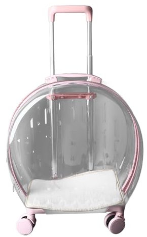 Transportín para Mascotas, Cubierta con Carrito para Gatos, Equipaje de Transporte Transparente y Transpirable para Gatos, Movimiento Silencioso, 4 Orificios Ventilados para