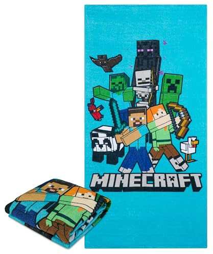 Minecraft Handtuch Kinder Teenagers Badetuch Absorbierend Creeper Strandtuch Baumwolle Duschtuch 70x140 cm für Schwimmen Baden Reise Zubehör