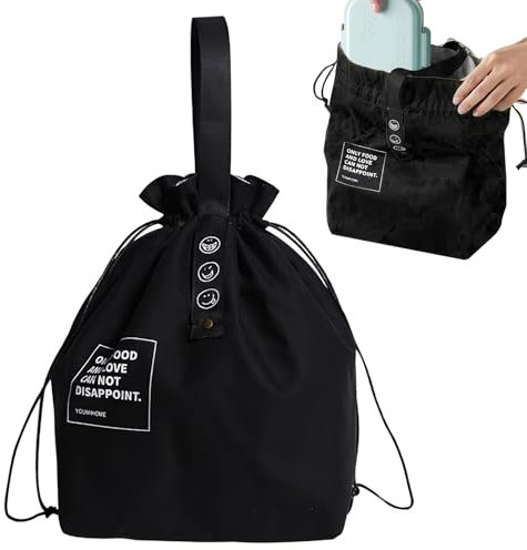 Vidacharmy Bolsa Térmica Porta Alimentos, Bolsa de Almuerzo, Nevera Portatil, Bolsa Termica Porta Alimentos Pequeña, Bolsa Merienda Infantil para Playa, Picnic, Camping, Barbacoa - Negro