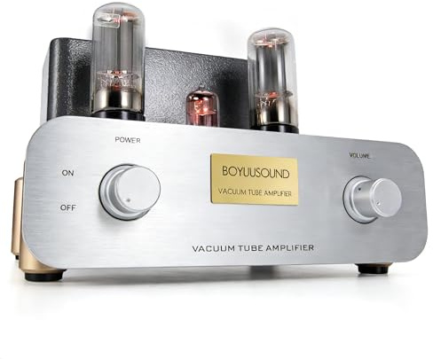 BOYUUSOUND F5 Pure Class A Single-Ended Stereo Tube Integrated Amplifier, 6N1 + 2×6L6 HiFi Tube Amp with Volume Control, Dual RCA Inputs (CD/AUX), 8Ω/4Ω/COM Speaker Outputs
