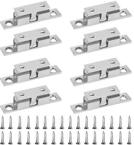 Door Latches, 8 Pcs Door Catches Cupboard Double Roller Catch Cabinet Furniture Latch Tension Door Catches for Wardrobes Cabinet Kitchen Closet Furniture with Screws