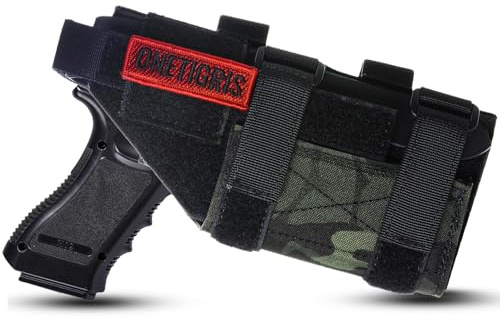 OneTigris MOLLE Pistol Holster for Right-Handed Users – Adjustable Drop-Leg & Belt Holster – Universal Fit for Full-Size & Compact Handguns – Tactical Airsoft, Hunting & Training Gear