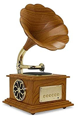 JFNHUTL Giradischi Bluetooth 4.2 con Altoparlante Stereo dinamico, Mini Cavo Audio in Stile retrò in Metallo per casa, Ufficio, Club, Bar, Arredamento