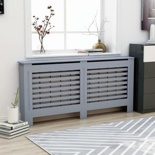 Gecheer Cache-radiateur Anthracite 172x19x81,5 cm MDF, Cache Radiateur pour Salon, Chambre à Coucher et Cuisine