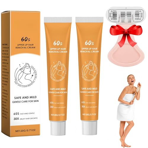 Crema depilatoria per il viso, nuovo prodotto 2025, depilatorio ormonale indolore, delicato ed efficace per viso, labbro superiore e mento, per tutti i tipi di pelle, donne e uomini (2 Pezzo)