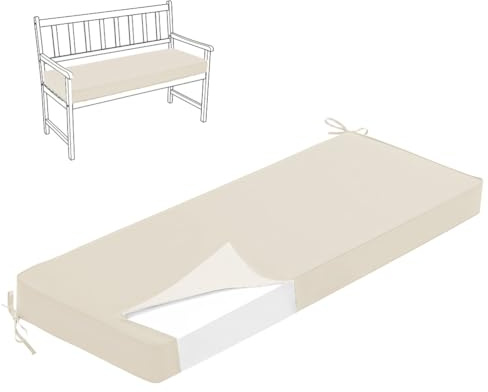 HJZPWB Cojin Banco Exterior 5 cm de Espesor Cojin para Banco Exterior Antideslizante Cojines Sillas Cocina ExtraíBle Colchoneta Banco Jardin Impermeable para JardíN AlféIzar,Beige,140 * 45 * 5cm