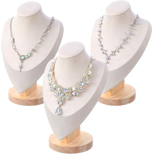 Meyeyaia 3pcs Necklace Display Stand,Jewelry Bust Display Stands,Jewelry Necklace Display for Vendors,Jewelry Photography Props,Home Trade Organizer(9.64 D x 4.13 W x 6.49 H)