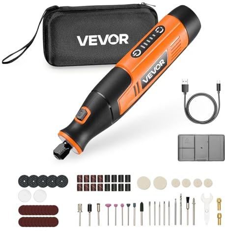 VEVOR Kit d'outils rotatifs sans fil, 73 PCs, mini-outil rotatif électrique portable CC 4 V, 5 vitesses, 7000-20000 tr/min, pour gravure, ponçage, polissage, sculpture, découpe et loisirs créatifs