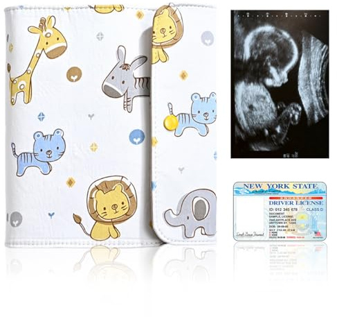 KIRZAX Cartella Portadocumenti per Gravide, Portadocumenti in Tessuto Pregio, Morbido e Inodore, Riunisce 30 A4/20 A5 Ecografie & Documenti di Vaccinazione, Tasca Gratis per Carte/Foto