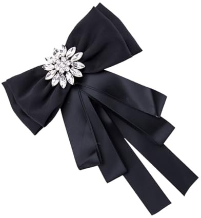 Ciieeo Spilla a Fiocco per Camicia Donna con Pietre Nere Spilla Creativa Decorativa per Abiti da Festa e Accessori per Costumi Cravatta a Fiocco Elegante per Eventi Casual e Party